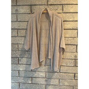 Eileen Fisher Womens Open Front Linen Cardigan 2X Beige Lightweight Knit